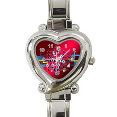 Board Circuits Trace Control Center Heart Italian Charm Watch by Nexatart