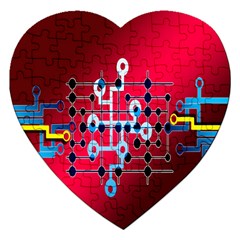 Board Circuits Trace Control Center Jigsaw Puzzle (heart) by Nexatart