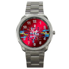 Board Circuits Trace Control Center Sport Metal Watch by Nexatart