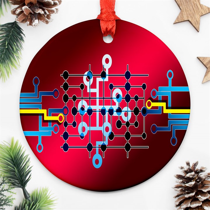 Board Circuits Trace Control Center Round Ornament (Two Sides)