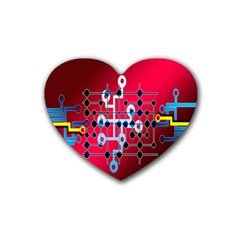 Board Circuits Trace Control Center Heart Coaster (4 Pack)  by Nexatart