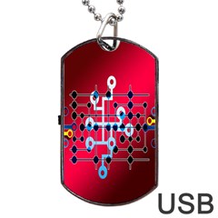 Board Circuits Trace Control Center Dog Tag Usb Flash (one Side) by Nexatart