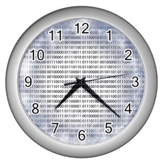 Binary Computer Technology Code Wall Clocks (silver)  by Nexatart