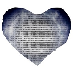 Binary Computer Technology Code Large 19  Premium Heart Shape Cushions by Nexatart