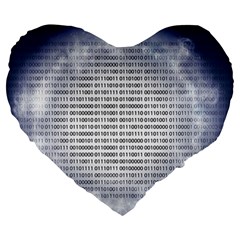 Binary Computer Technology Code Large 19  Premium Flano Heart Shape Cushions by Nexatart