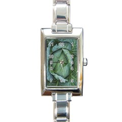 Bright Cabbage Color Dew Flora Rectangle Italian Charm Watch by Nexatart