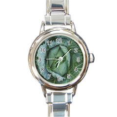 Bright Cabbage Color Dew Flora Round Italian Charm Watch by Nexatart