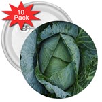 Bright Cabbage Color Dew Flora 3  Buttons (10 pack)  Front