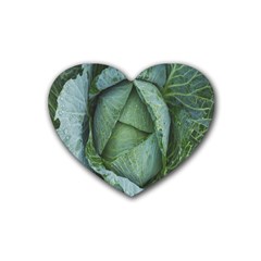 Bright Cabbage Color Dew Flora Rubber Coaster (heart)  by Nexatart