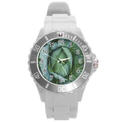 Bright Cabbage Color Dew Flora Round Plastic Sport Watch (l) by Nexatart