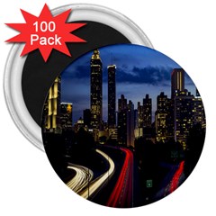 Building And Red And Yellow Light Road Time Lapse 3  Magnets (100 Pack)