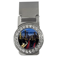 Building And Red And Yellow Light Road Time Lapse Money Clips (cz)  by Nexatart