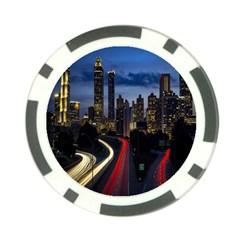 Building And Red And Yellow Light Road Time Lapse Poker Chip Card Guard by Nexatart