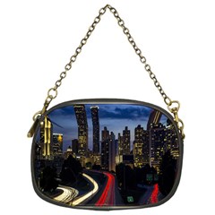 Building And Red And Yellow Light Road Time Lapse Chain Purses (one Side)  by Nexatart