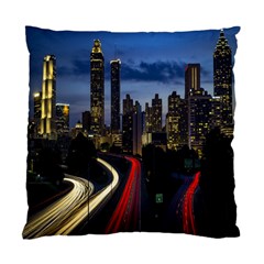 Building And Red And Yellow Light Road Time Lapse Standard Cushion Case (one Side) by Nexatart