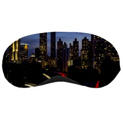 Building And Red And Yellow Light Road Time Lapse Sleeping Masks by Nexatart