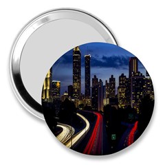 Building And Red And Yellow Light Road Time Lapse 3  Handbag Mirrors by Nexatart