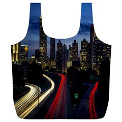 Building And Red And Yellow Light Road Time Lapse Full Print Recycle Bags (l)  by Nexatart