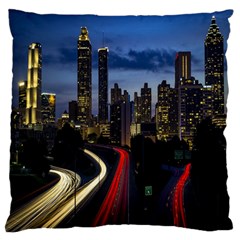 Building And Red And Yellow Light Road Time Lapse Standard Flano Cushion Case (one Side) by Nexatart