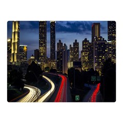 Building And Red And Yellow Light Road Time Lapse Double Sided Flano Blanket (mini) 