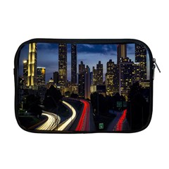 Building And Red And Yellow Light Road Time Lapse Apple Macbook Pro 17  Zipper Case by Nexatart