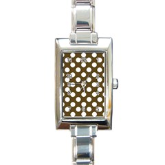 Brown Polkadot Background Rectangle Italian Charm Watch by Nexatart