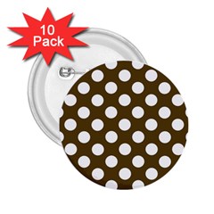 Brown Polkadot Background 2 25  Buttons (10 Pack) 