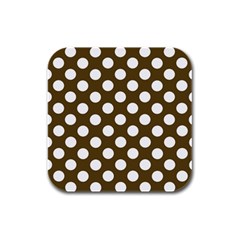 Brown Polkadot Background Rubber Square Coaster (4 Pack)  by Nexatart