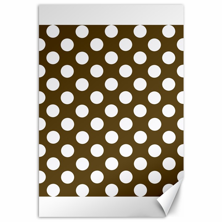 Brown Polkadot Background Canvas 12  x 18  