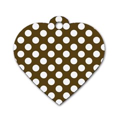 Brown Polkadot Background Dog Tag Heart (two Sides) by Nexatart