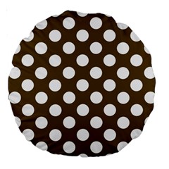 Brown Polkadot Background Large 18  Premium Round Cushions by Nexatart