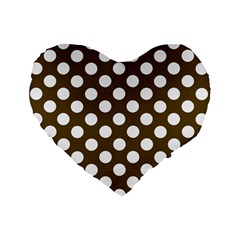 Brown Polkadot Background Standard 16  Premium Heart Shape Cushions by Nexatart