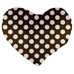 Brown Polkadot Background Large 19  Premium Heart Shape Cushions by Nexatart