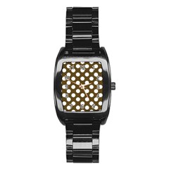 Brown Polkadot Background Stainless Steel Barrel Watch