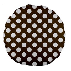 Brown Polkadot Background Large 18  Premium Flano Round Cushions by Nexatart