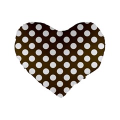 Brown Polkadot Background Standard 16  Premium Flano Heart Shape Cushions by Nexatart