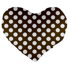 Brown Polkadot Background Large 19  Premium Flano Heart Shape Cushions by Nexatart