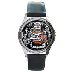 Car Engine Round Metal Watch by Nexatart