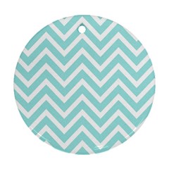 Chevrons Zigzags Pattern Blue Ornament (round)