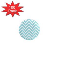 Chevrons Zigzags Pattern Blue 1  Mini Magnets (100 Pack) 