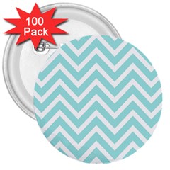 Chevrons Zigzags Pattern Blue 3  Buttons (100 Pack) 