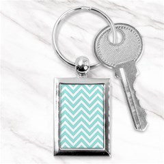 Chevrons Zigzags Pattern Blue Key Chains (rectangle)  by Nexatart