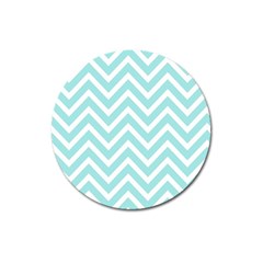 Chevrons Zigzags Pattern Blue Magnet 3  (round)