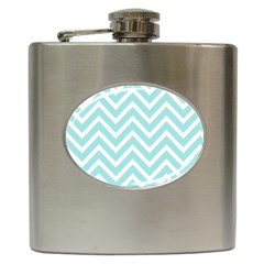 Chevrons Zigzags Pattern Blue Hip Flask (6 Oz) by Nexatart