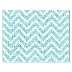 Chevrons Zigzags Pattern Blue Rectangular Jigsaw Puzzl