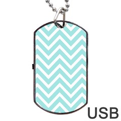 Chevrons Zigzags Pattern Blue Dog Tag Usb Flash (two Sides) by Nexatart