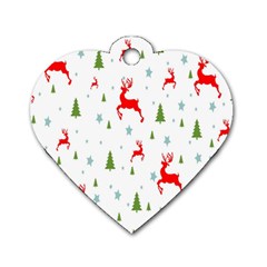 Christmas Pattern Dog Tag Heart (two Sides) by Nexatart