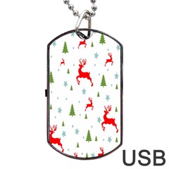 Christmas Pattern Dog Tag Usb Flash (two Sides) by Nexatart