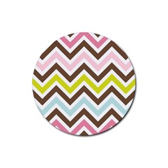 Chevrons Stripes Colors Background Rubber Round Coaster (4 Pack)  by Nexatart