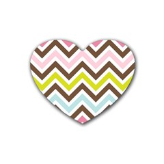 Chevrons Stripes Colors Background Heart Coaster (4 Pack)  by Nexatart